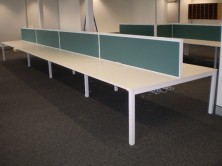 Staxis 50mm Desk Mounted Screen. 500 H X 1800 L. Ecotech Top On Metal Leg Back To Back